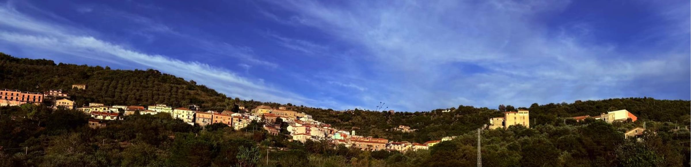 Panorama of Acquavella, a hilltop village among the olive groves of the Cilento National Park