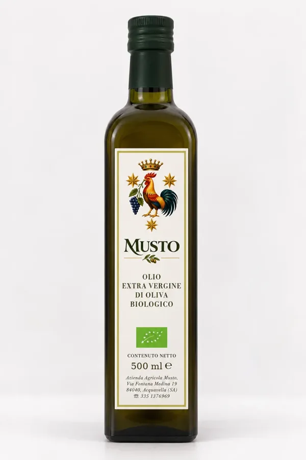 Musto organic extra virgin olive oil, 500 ml Marasca bottle