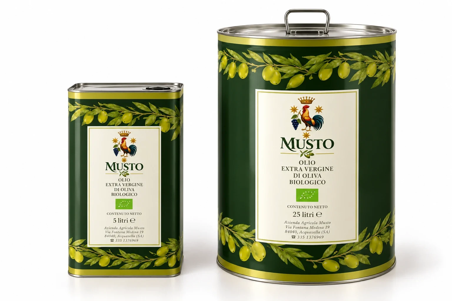 Olio extravergine di oliva biologico Musto in latta da 5 litri